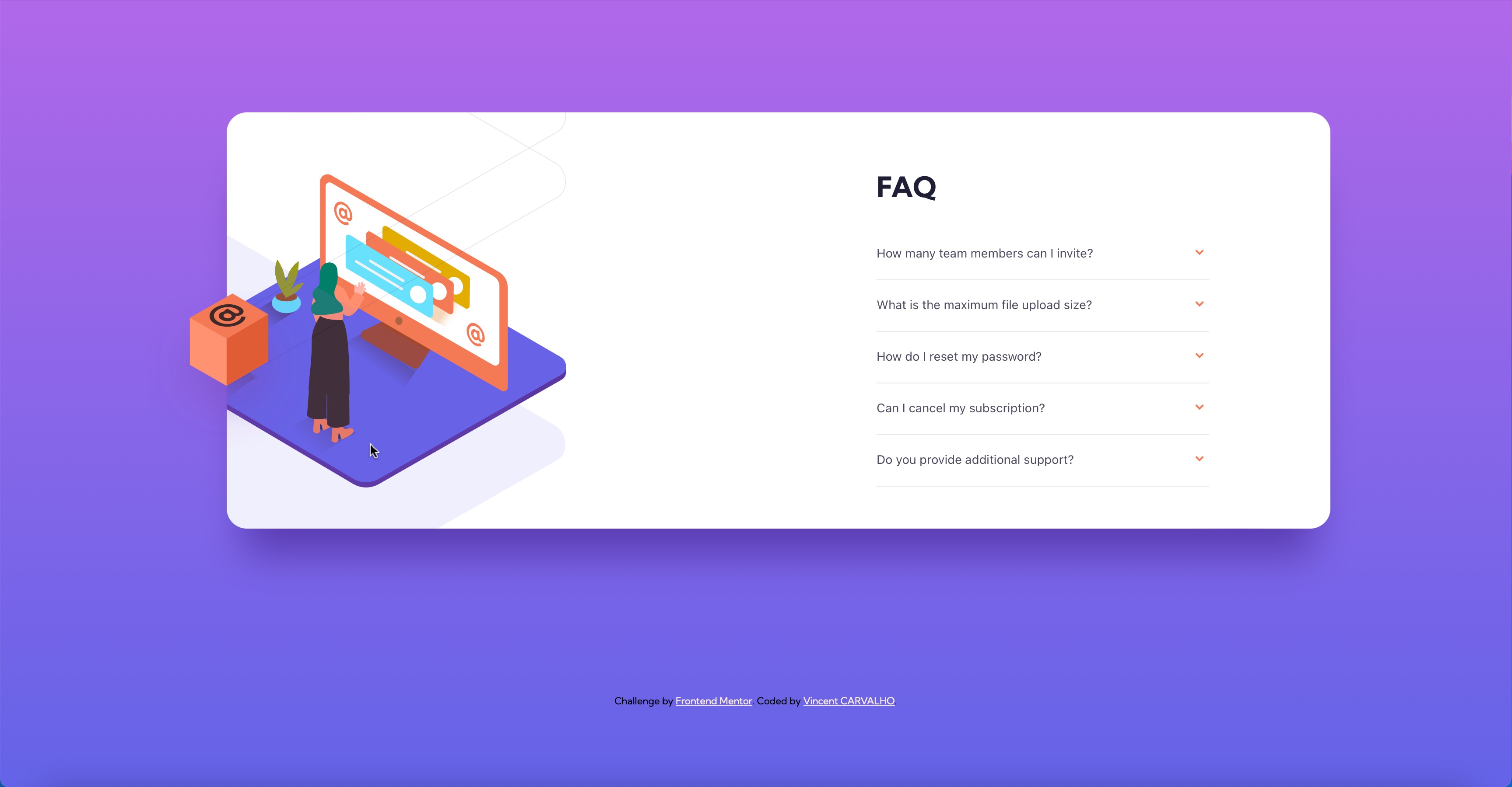 FAQ accordion card